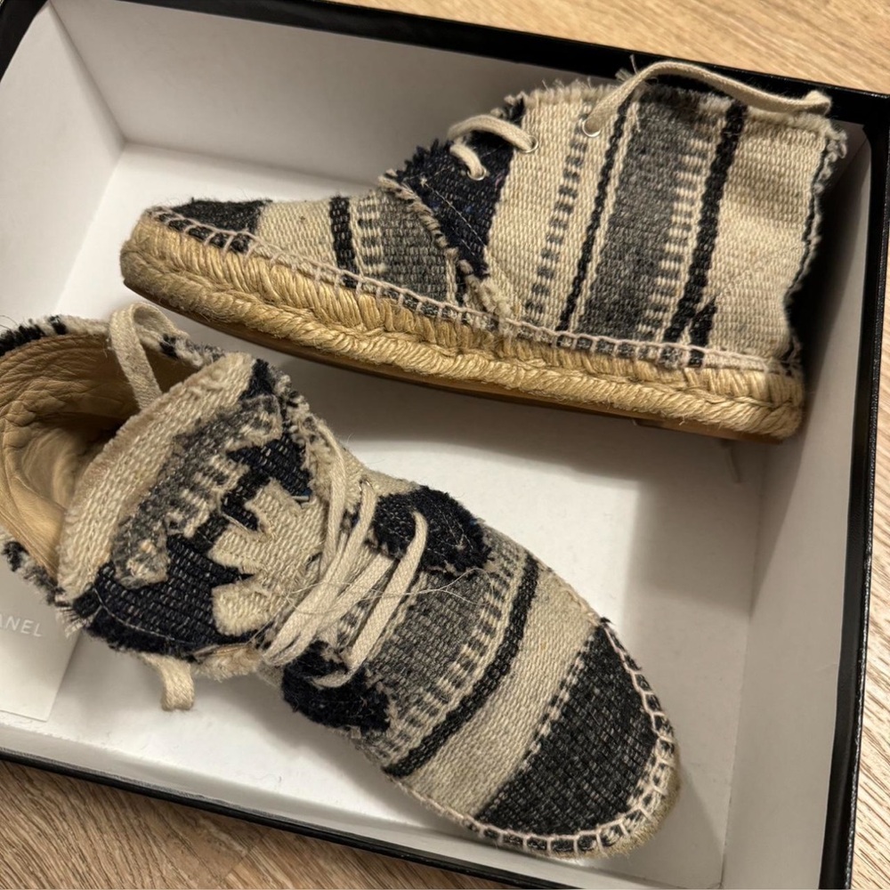 Striped Espadrilles in Beige and Blue
